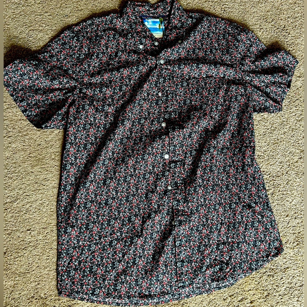 Stylish Black Floral Button Down Shirt